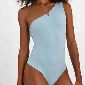 Can't Stop Me Asymmetrical Bodysuit NWT Size S Lake Life / Light Blue